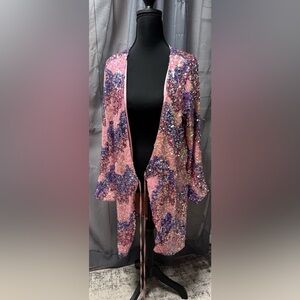 Sequin Pink and Purple Open Cardigan